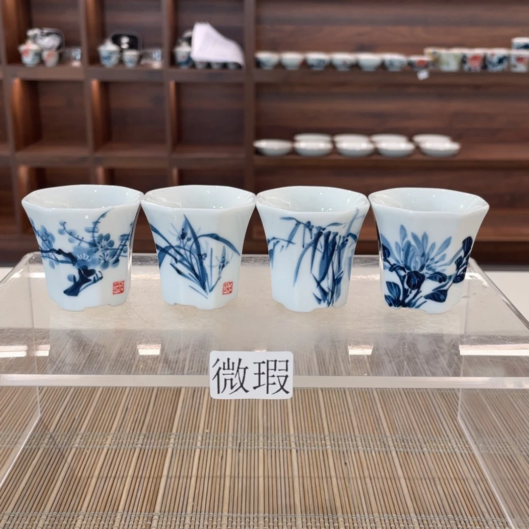 釉下手绘茶具微瑕