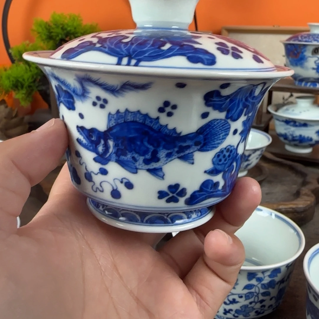 酒***化瓷片景德镇手绘青花茶器086