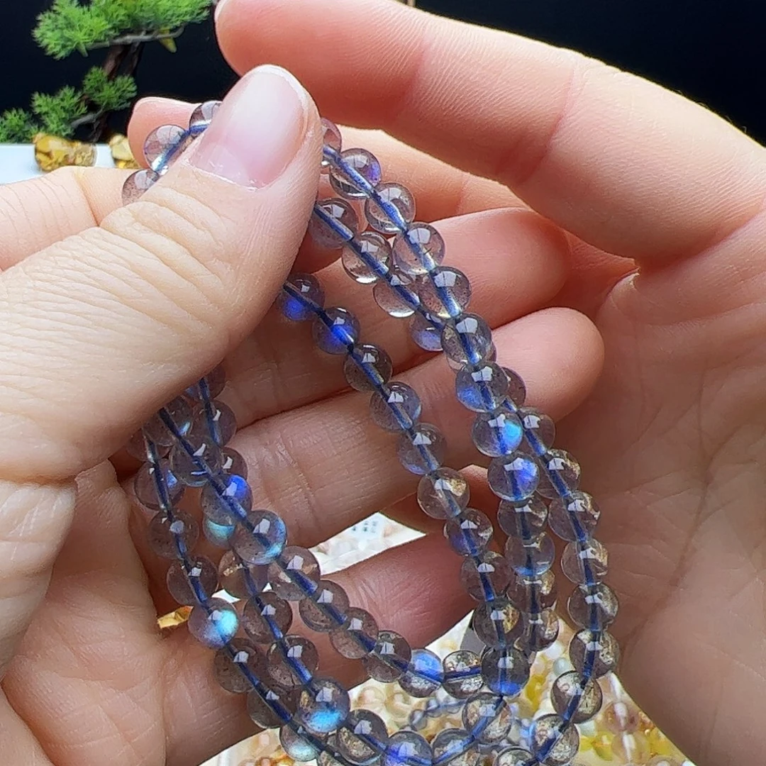 手链未镶嵌拉长石全蓝光6.5mm30