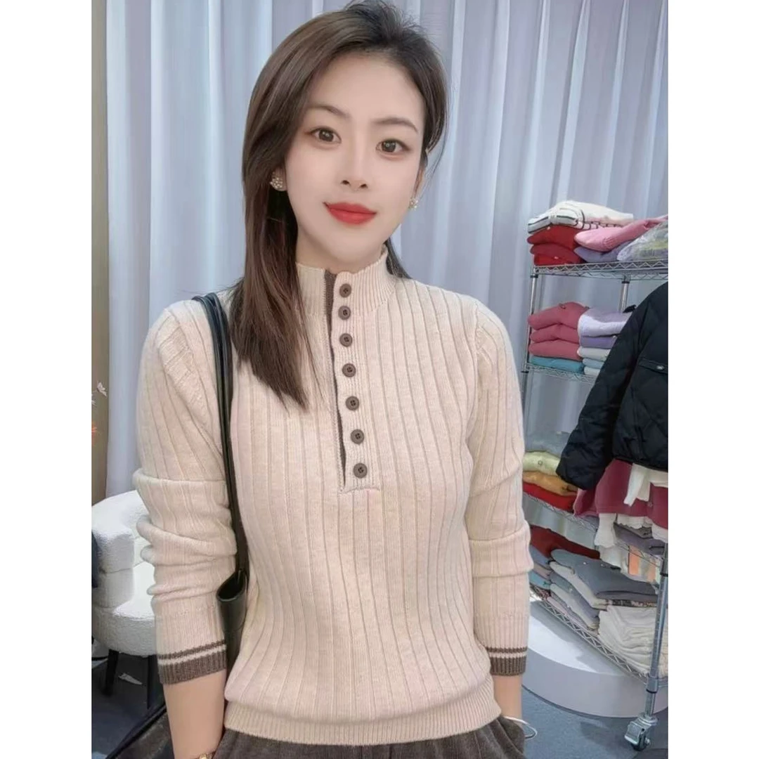 半高领宽松冬季厚款毛针织衫时尚毛衣针织衫