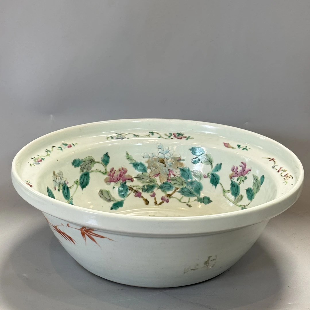 青花品富贵牡丹纹净手盆 高12直径29