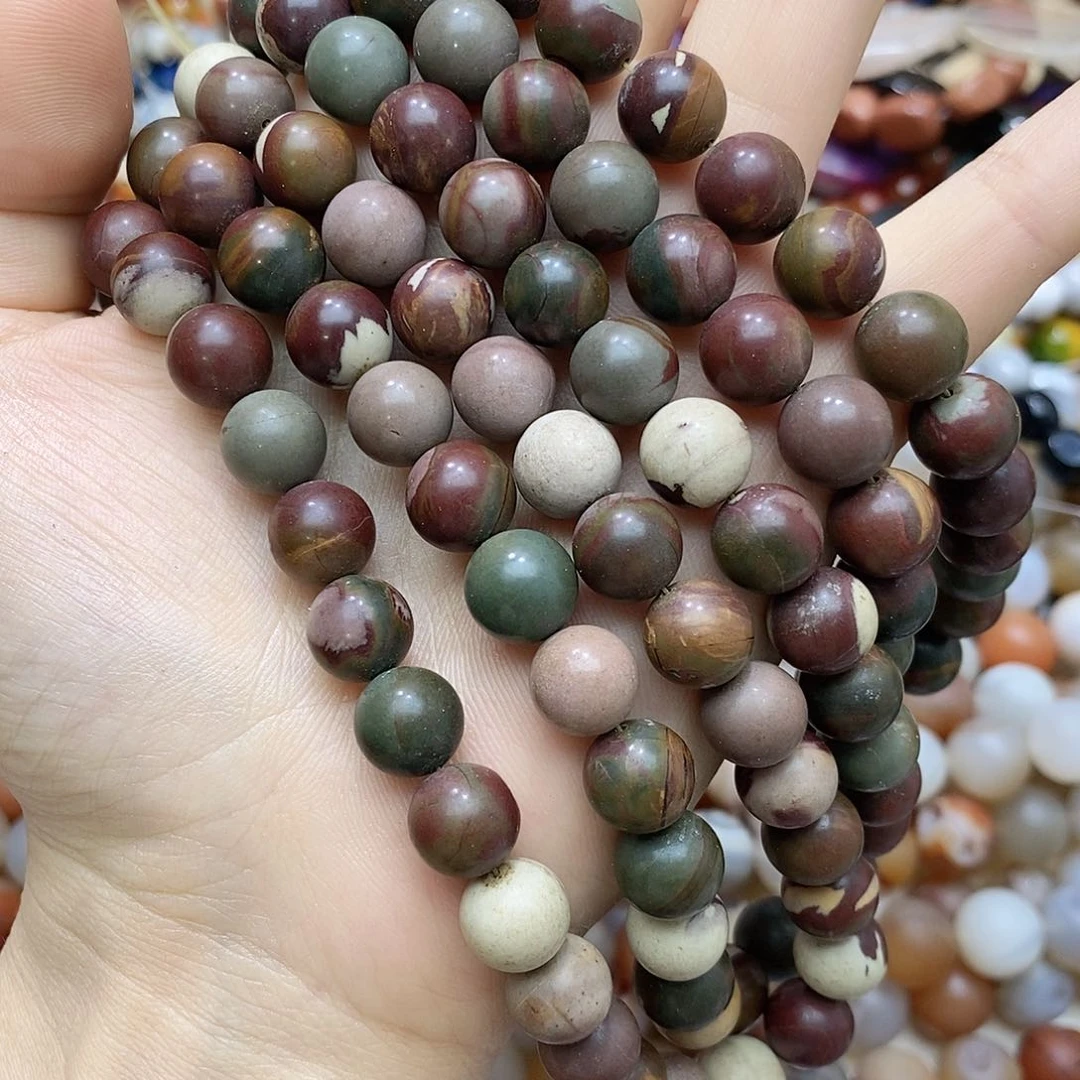 玛瑙/玉髓未镶嵌珠宝半成品卡十圆珠随机一条装散珠