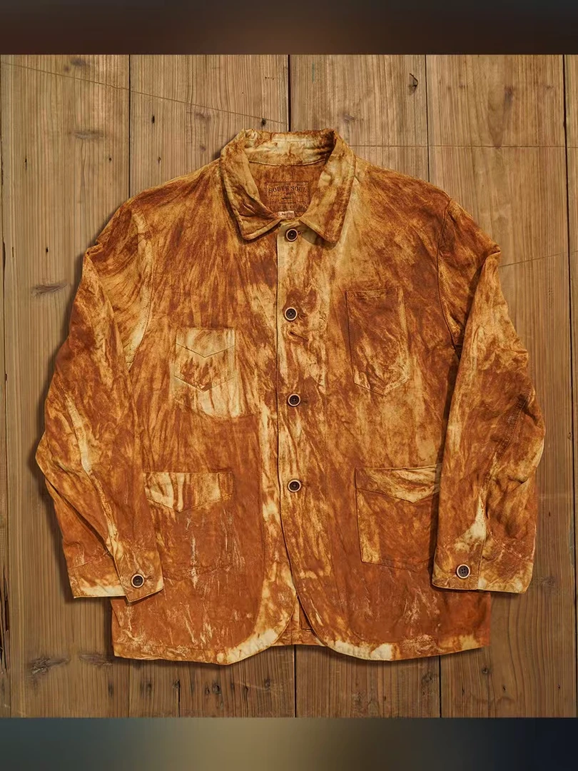 美式复古铁锈染铁路工装夹克