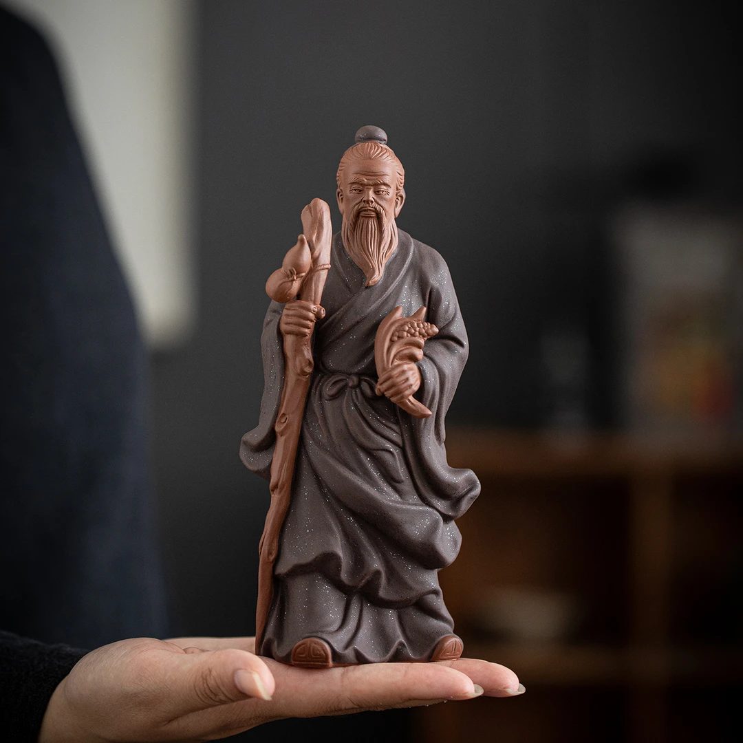 紫砂神医扁鹊陶瓷人物摆件雕塑家居中医馆办公桌书房装饰送礼品