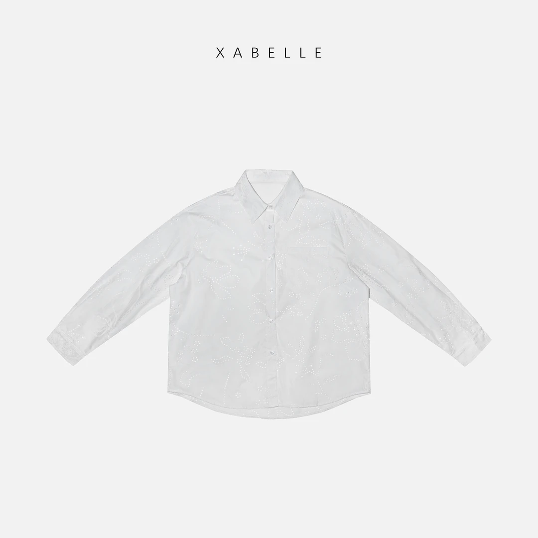 XABELLE 法式衬衫 25镂空刺绣 植物感 简约时髦衬衫25027