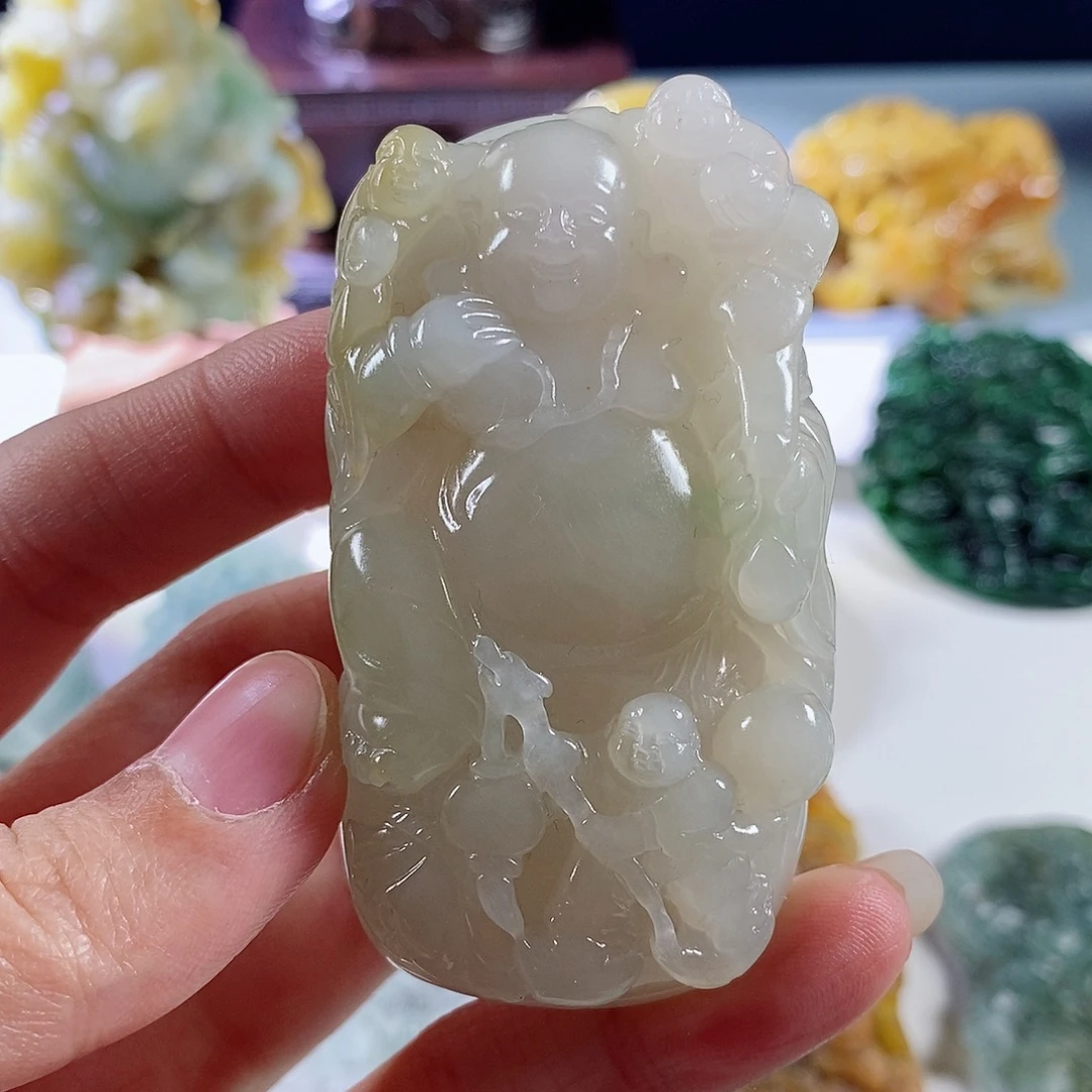 家***喵定制翡翠未镶嵌天然a货翡翠弥勒佛