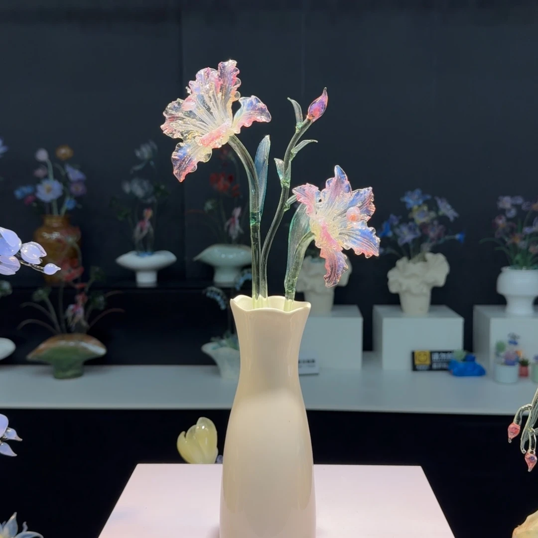 琉璃手工艺品炫彩百合花06