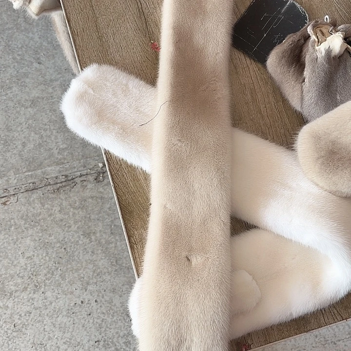 水貂皮米色水貂围巾399