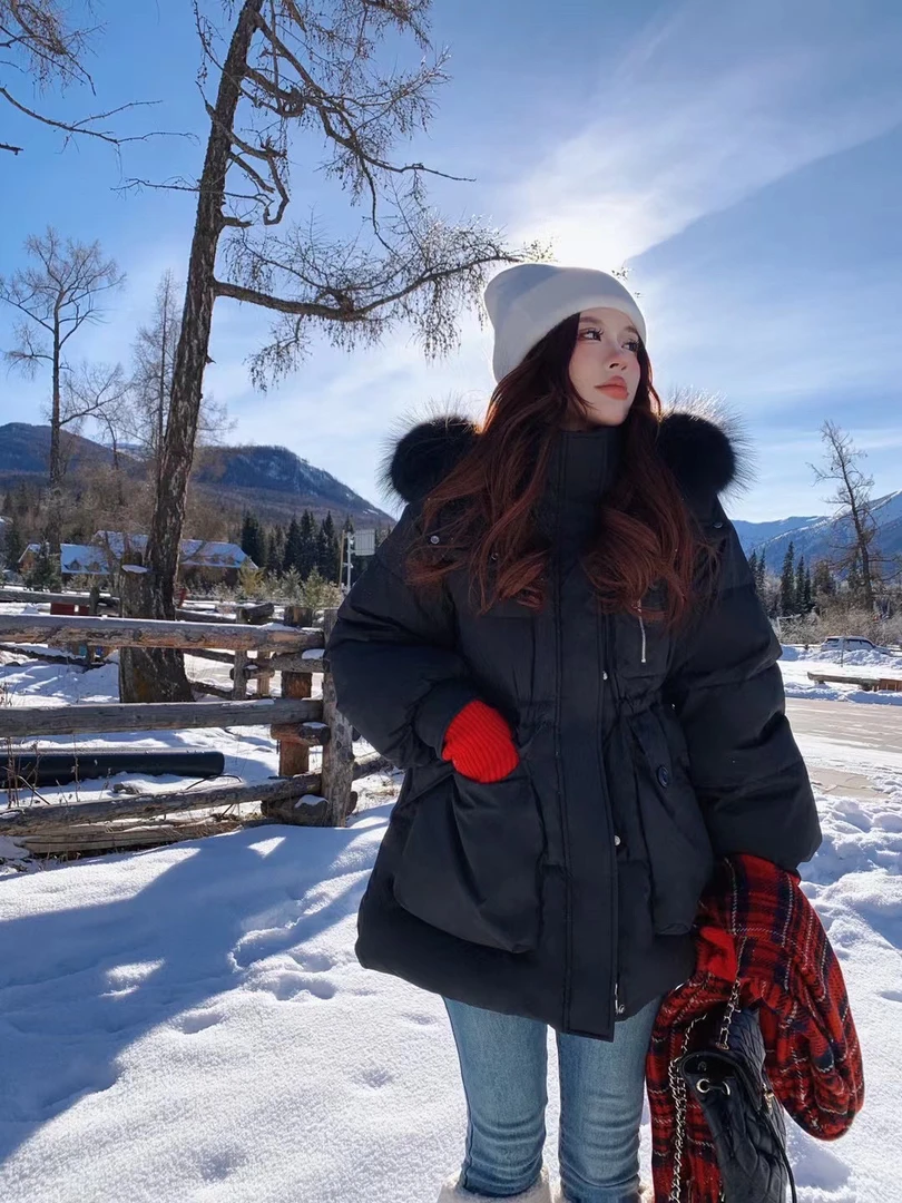 16-30款杭州高端大毛呢外套收腰？中长款加厚女款抽绳冬季连帽保暖