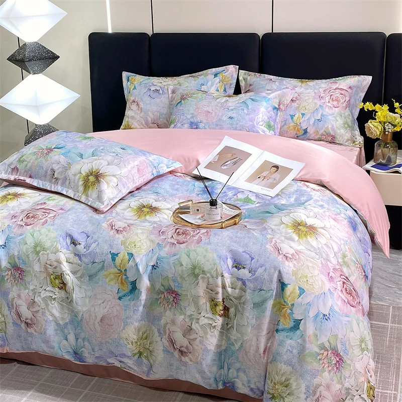 船王家纺/新款丝滑60色数码印花四件套