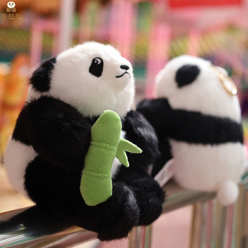 秦憨憨阿宝挂件可爱抱竹竿熊猫毛绒玩具公仔背包挂饰旅游纪念礼物