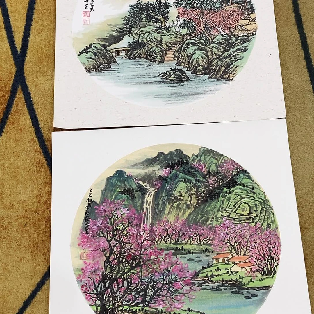 国画盛****K汪显荣手绘山水50.50卡纸