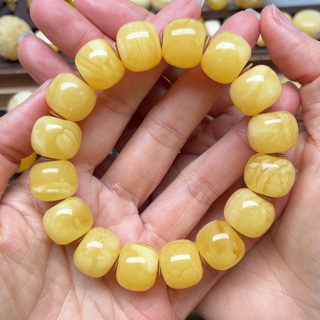 琥珀未镶嵌裸石16+蜜蜡手串