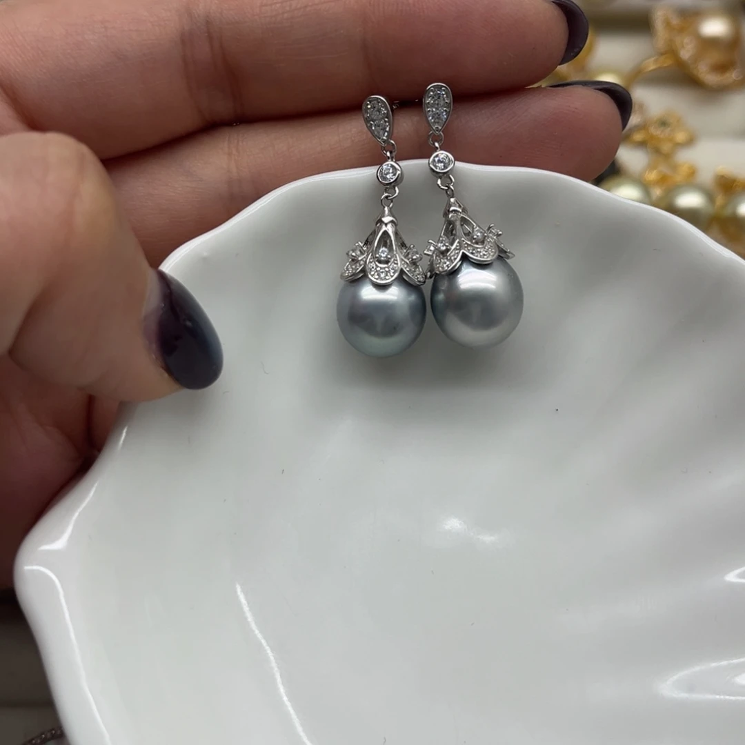 耳饰海水珍珠银S925镶嵌