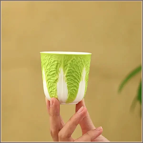 手工羊脂玉瓷白菜主人杯陶瓷百财个人杯高颜值功夫茶具家用【P73】