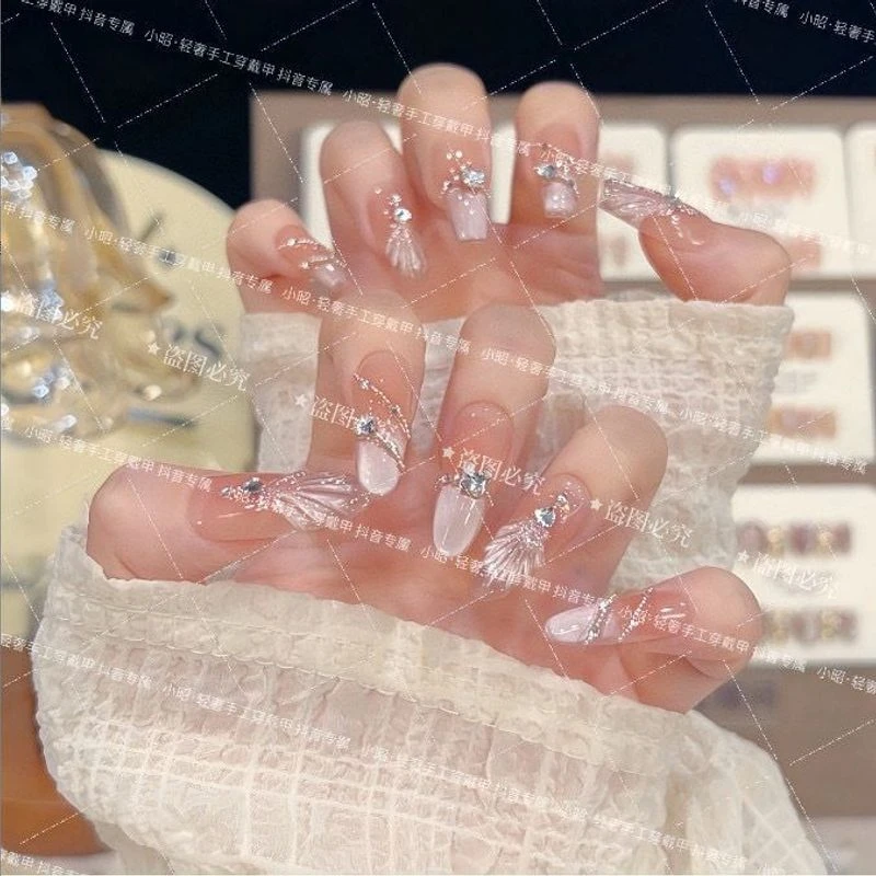 【美人如鱼】高定猫眼手工穿戴甲气质美甲百搭仙女款幻彩蝴蝶结