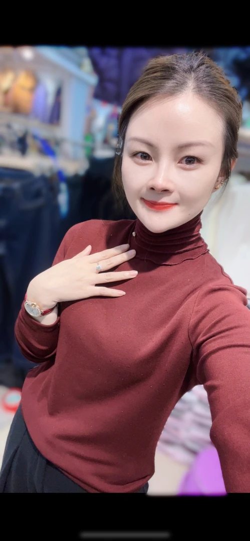 高领长袖堆堆领T恤903