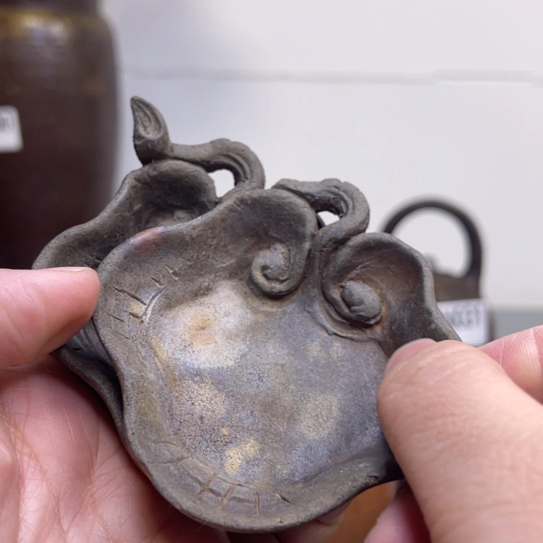 备前烧作品 碟子两片小*