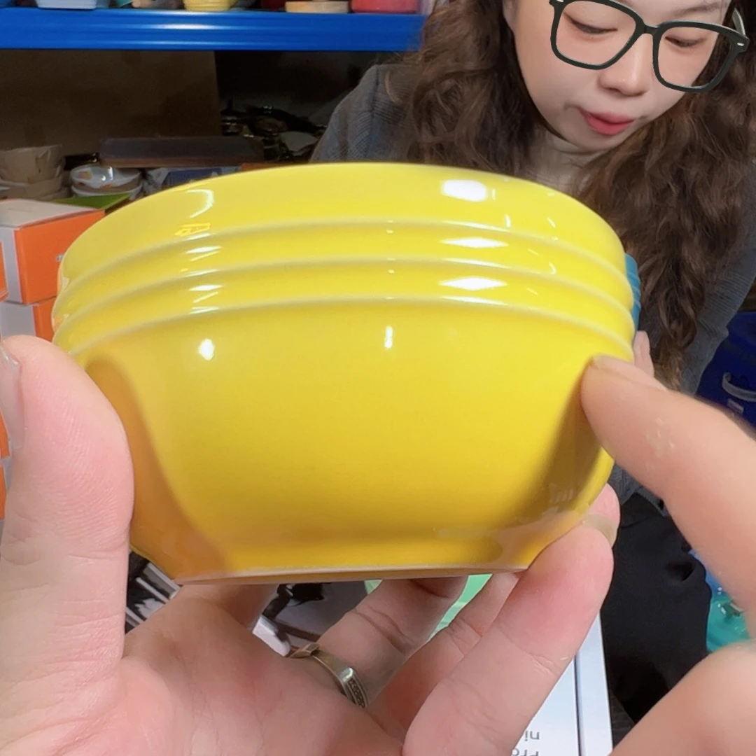 陶瓷轻虹黄色米饭碗