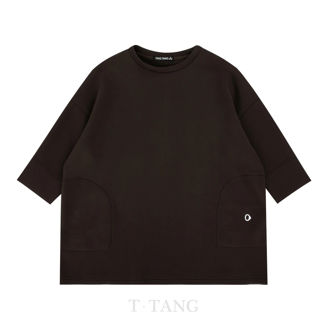 春季时尚圆领休闲宽松中长款380g珠地空气层刺绣打底【2086】mj