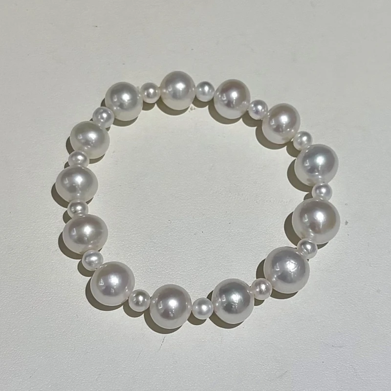 mmmm/金魅淡水有核白色5-6mm 9-12mm珍珠手链