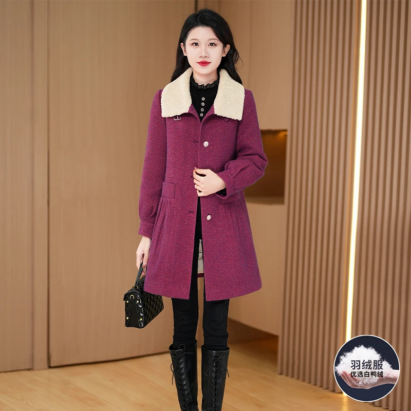 【羽绒服】优雅新款气质时尚减龄休闲收腰显瘦毛呢羽绒服23754-DXD