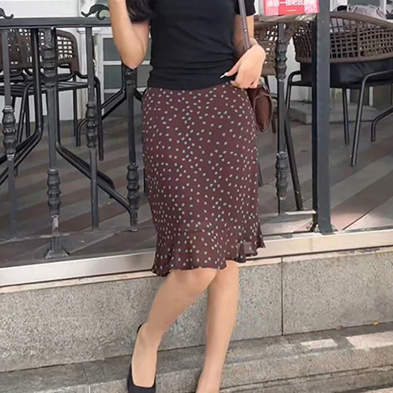 法式轻奢碎花短裙包臀裙a字半身裙女夏季新款高腰荷叶边气质半裙