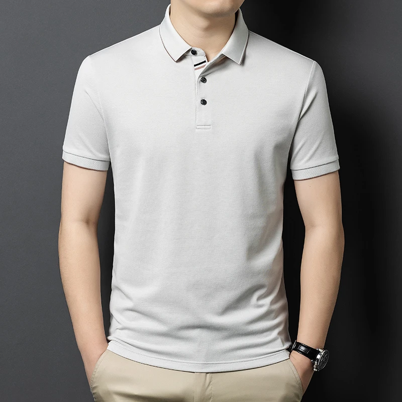 男士冰丝商务POLO衫运动时尚休闲夏季透气半袖翻领百搭中年宽松