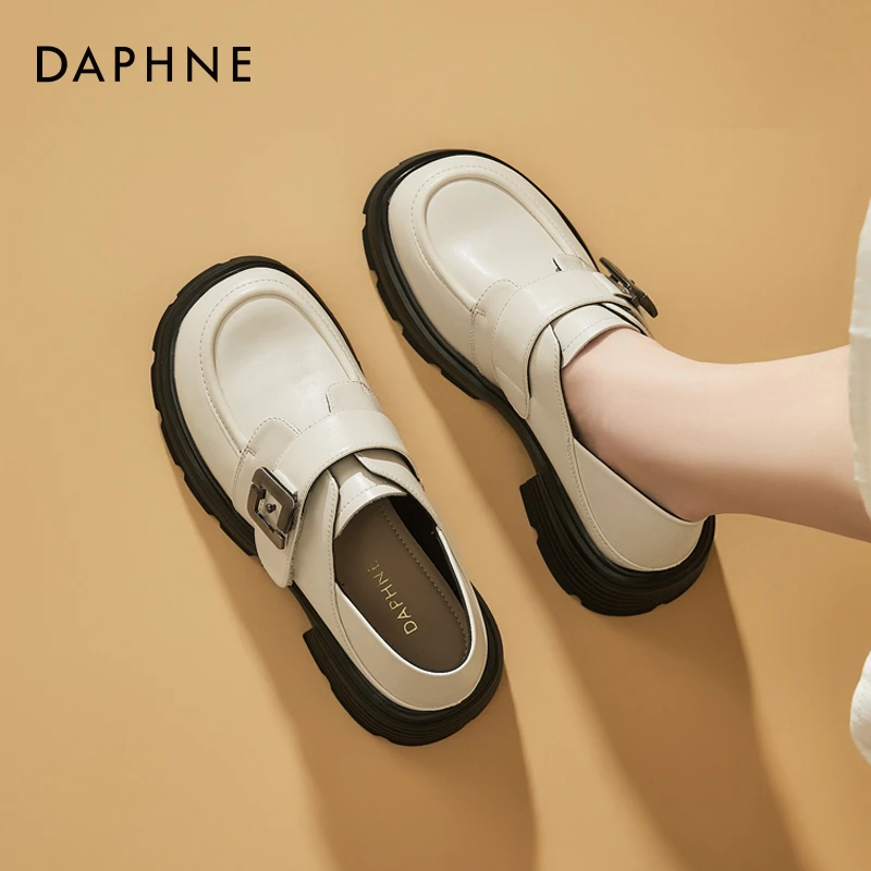 达芙妮乐福鞋女厚底增高2025新款春季爆款时尚气质单鞋英伦小皮鞋