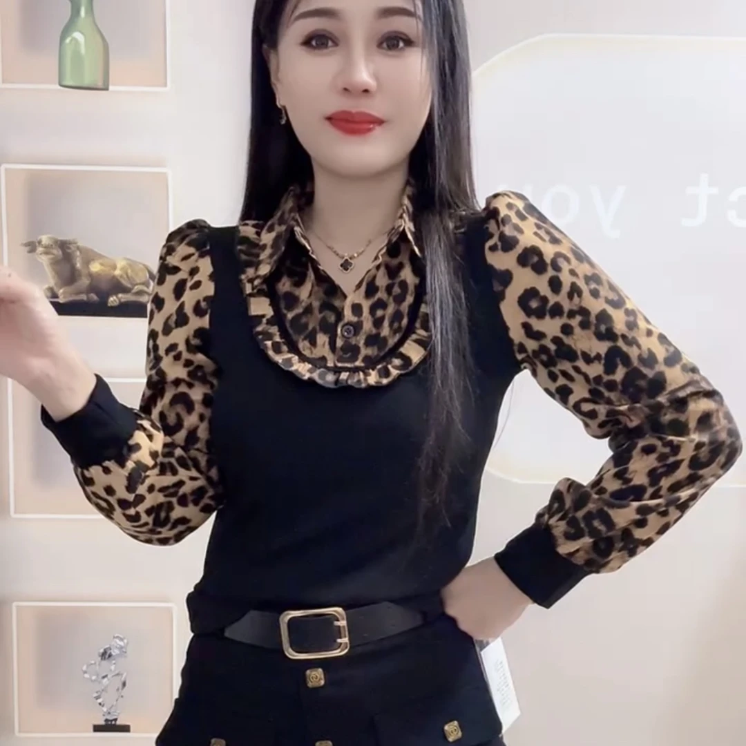 顺新款春季百搭时尚假两件POLO领长袖衬衫女打底上衣