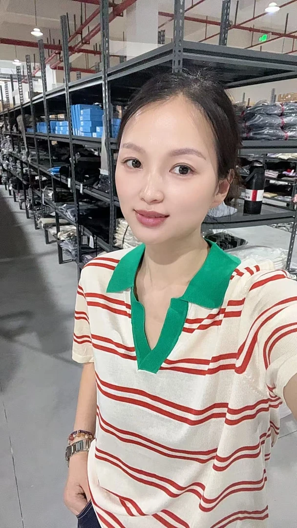 张金家显瘦减龄凉爽弹力休闲夏款条纹冰丝小衫H152款