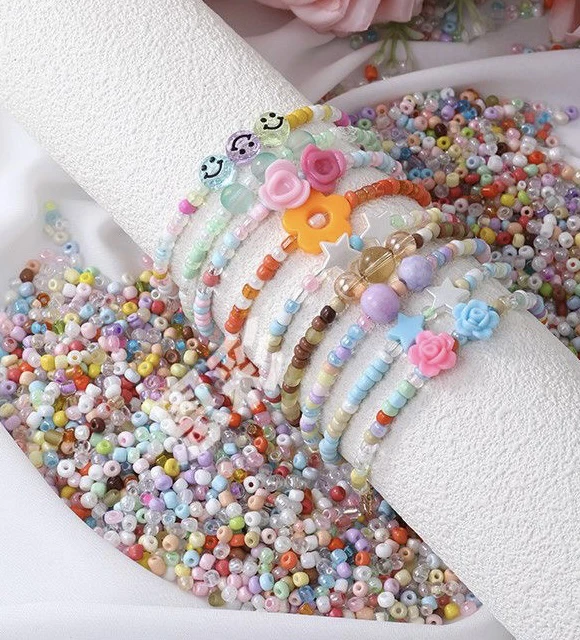 玻璃米珠套盒材料包用于手工串珠diy饰品配件