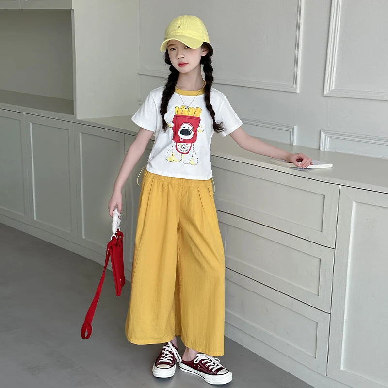 女童夏季卡通甜美套装2025新款儿童时尚中大童夏装洋气套装女孩