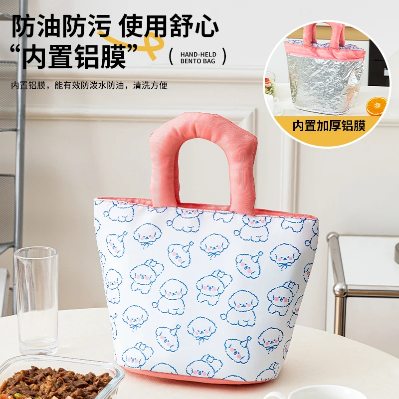 新款ins大学生女上班拎包帆布手提袋便当包上班族可爱外出饭盒袋