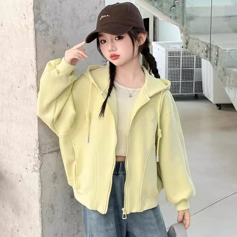 女童春秋款韩版休闲连帽卫衣外套中大童初中生洋气时尚儿童春装潮