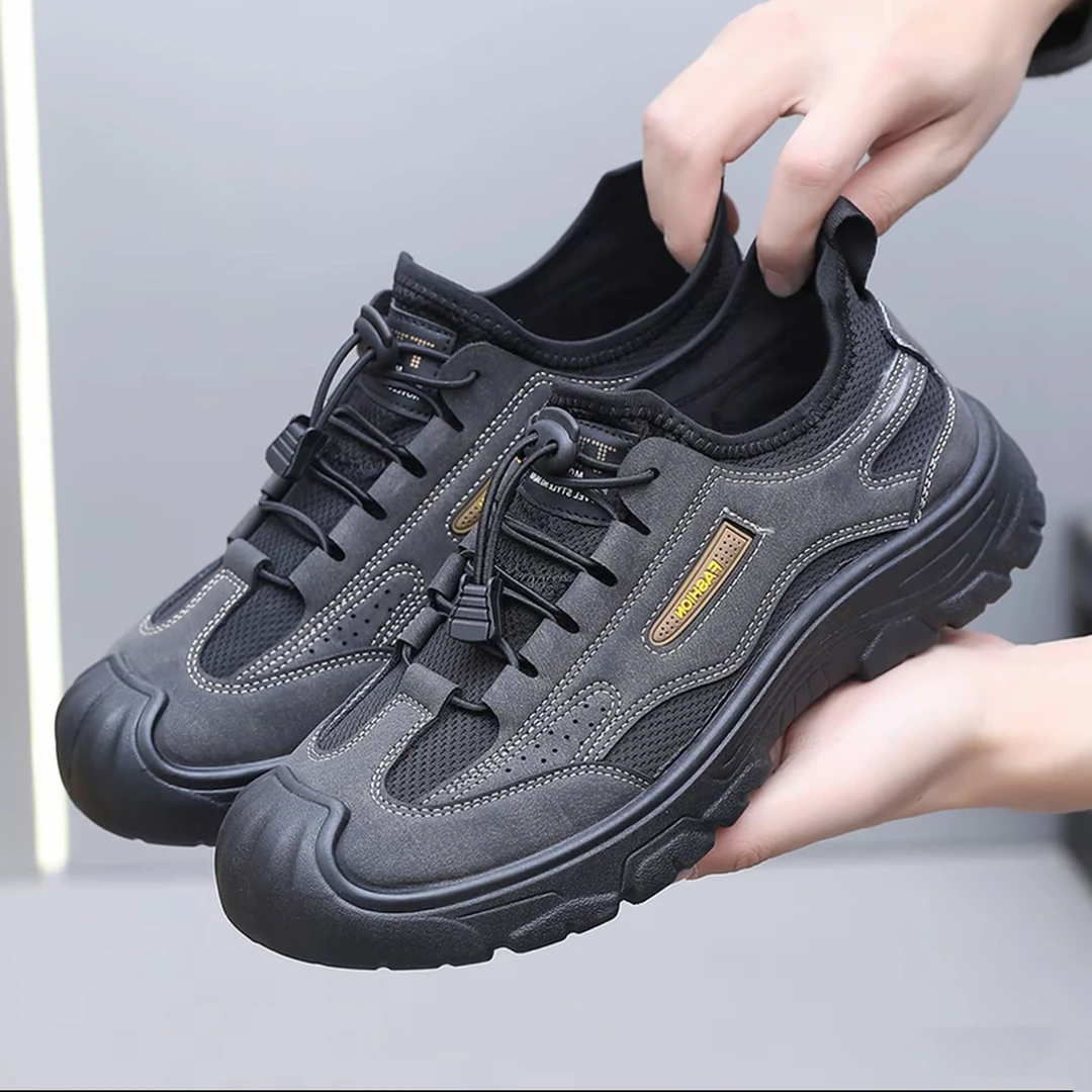 2025春夏秋爆款男鞋一脚蹬网鞋防滑防撞透气爸爸鞋软底抗造户外鞋
