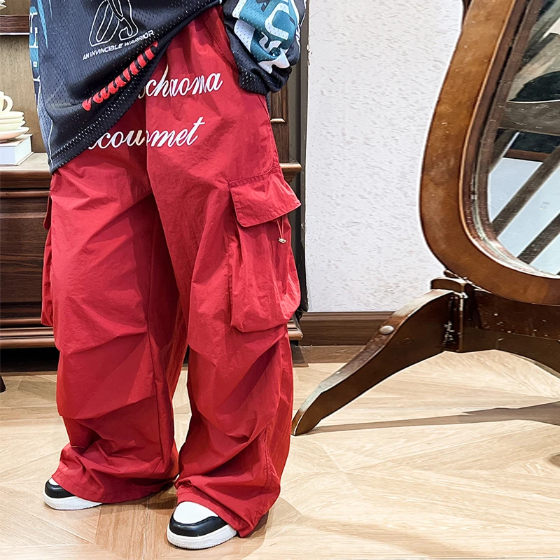 男童休闲工装裤2025夏季新款中大童美式潮牌儿童帅薄款女童长裤子