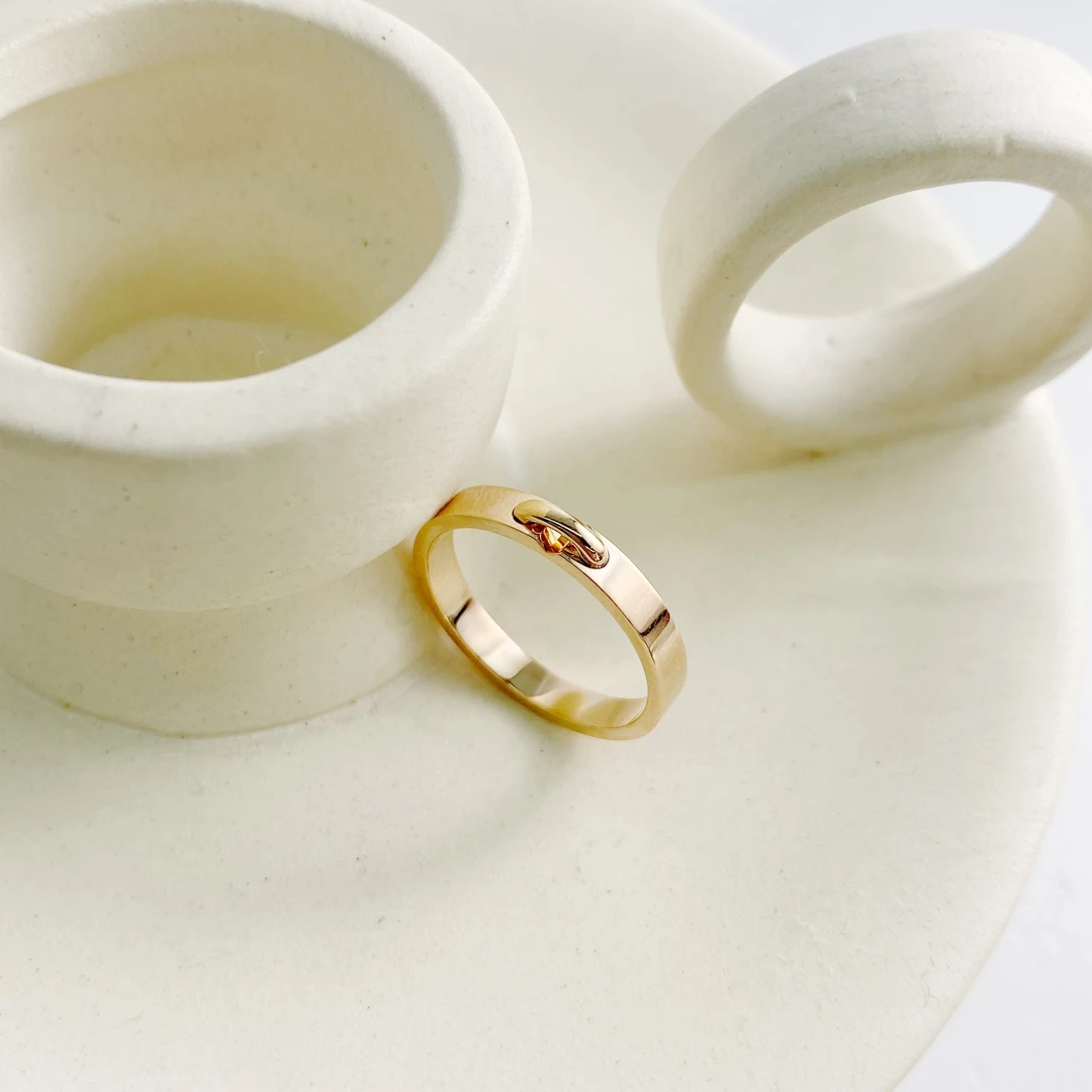 99新 Chaumet/尚美 玫瑰金窄版一生缘戒指