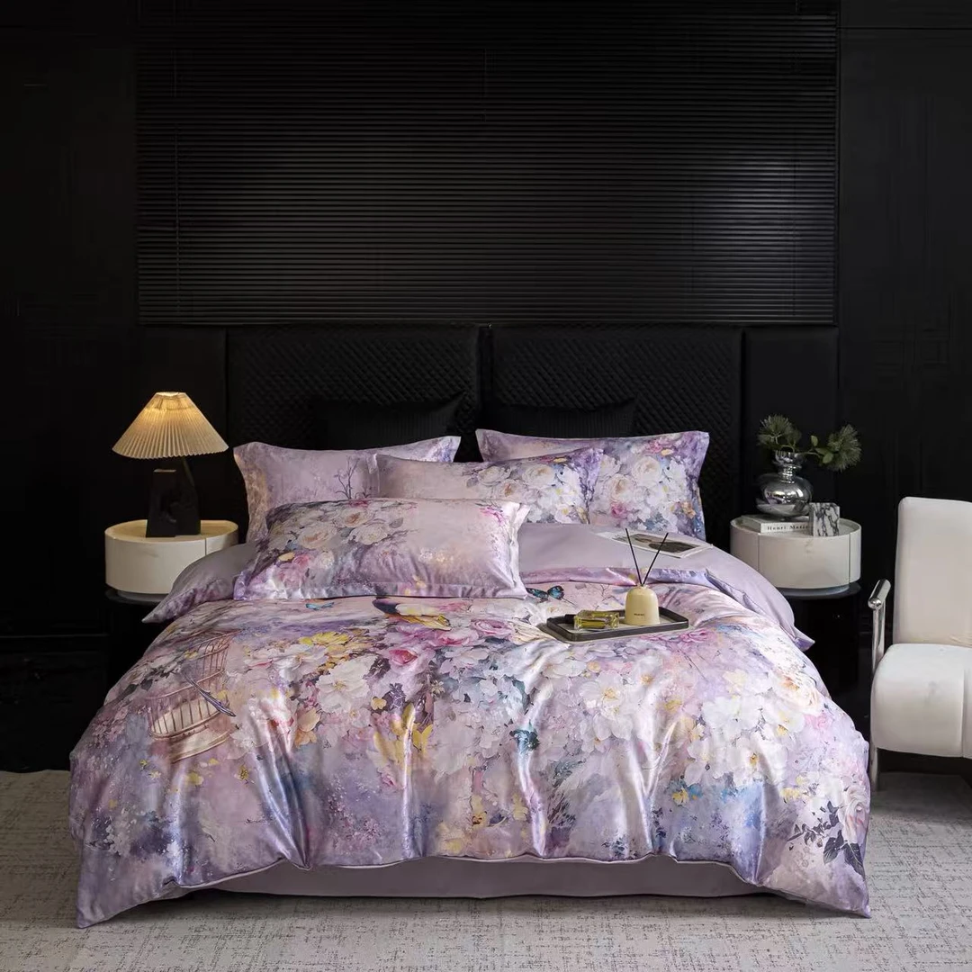 【25年秋冬】欧式贡缎提花工艺款家用四件套花伊梦-紫-yue