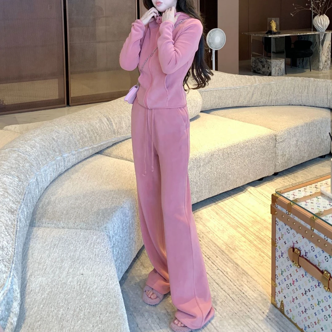 媛媛桃桃香氛休闲套装女秋冬新款开衫卫衣阔腿裤两件套洋气气质