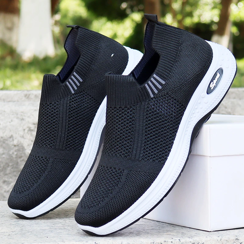 夏季一脚套男鞋透气健步鞋飞织潮鞋网面休闲旅游散步鞋老北京布鞋