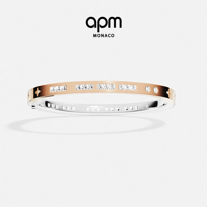APM Monaco 摩斯密码玫瑰金色手镯白月光送女友配饰时尚饰品