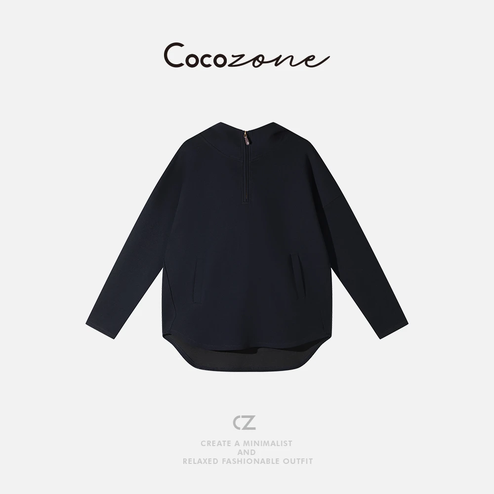 COCO ZONE 刘一一“苍蓝卫衣”补丁工装风复古卫衣 CD1A1490