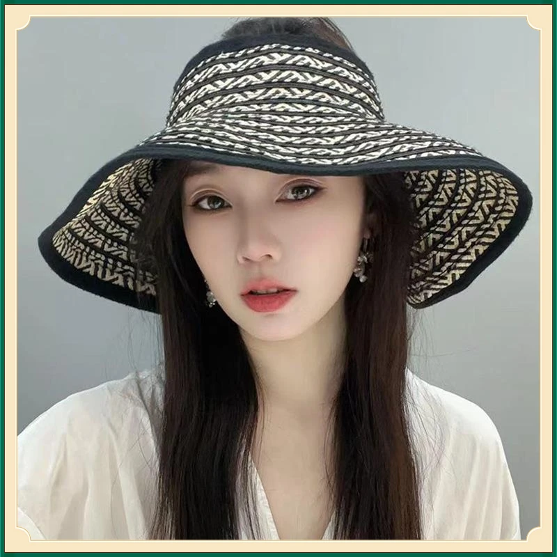 大檐可折叠出游防晒空顶帽子女款2024新款夏季遮阳帽防紫外【盛固】