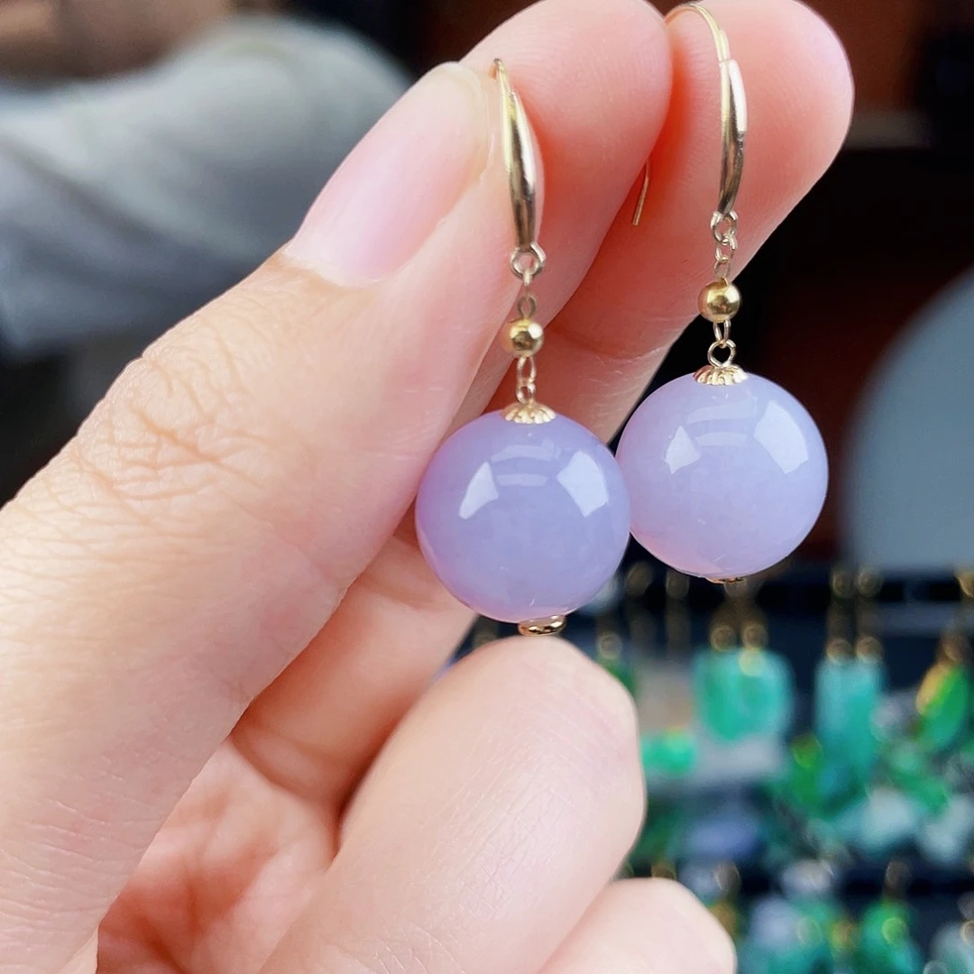 翡翠18K金镶嵌耳饰饰品