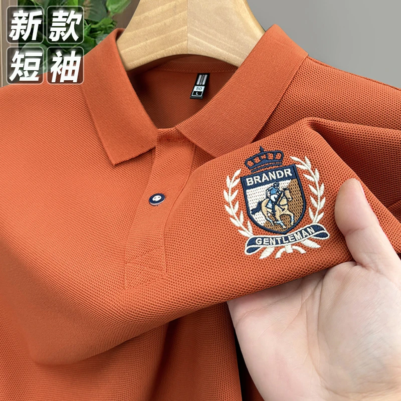 夏季新款男士polo衫高档刺绣商务休闲翻领宽松短袖男t恤大码上衣T
