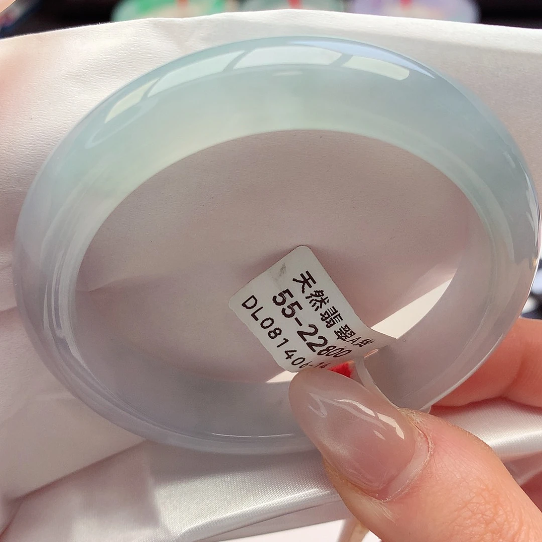 未镶嵌手镯翡翠天然A货翡翠55-56冰透水润蓝水 治愈28号