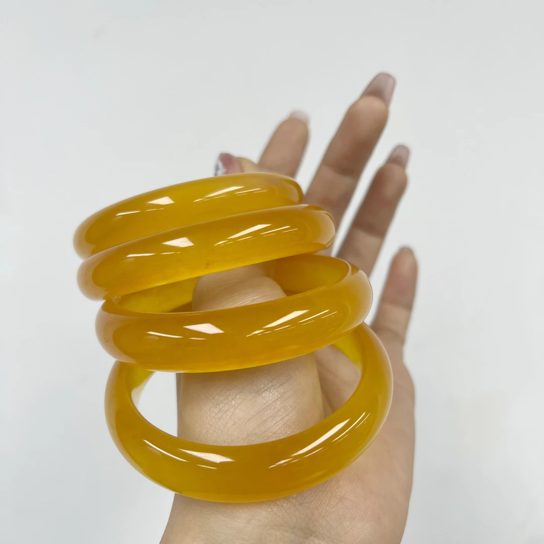 【假一赔三】保真玉石鸡油黄黄龙玉正宽平安手镯