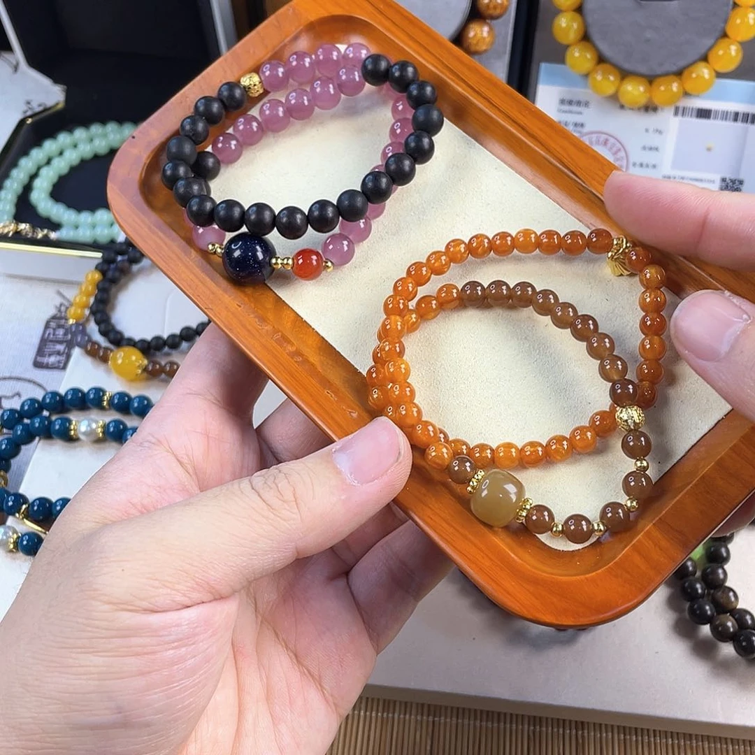 玛瑙手饰银S925镀金镶嵌