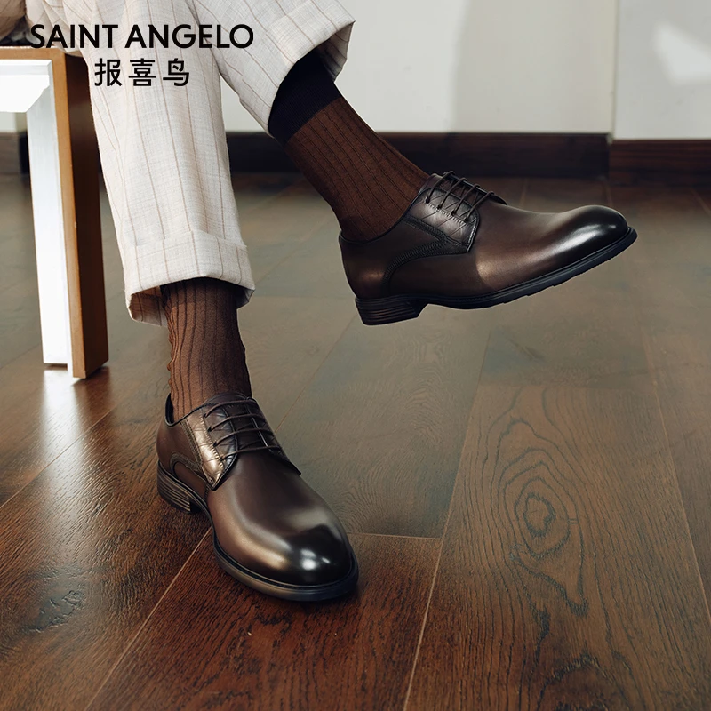 报喜鸟男鞋2025春季新款男士商务正装皮鞋真皮头层牛皮休闲英伦鞋